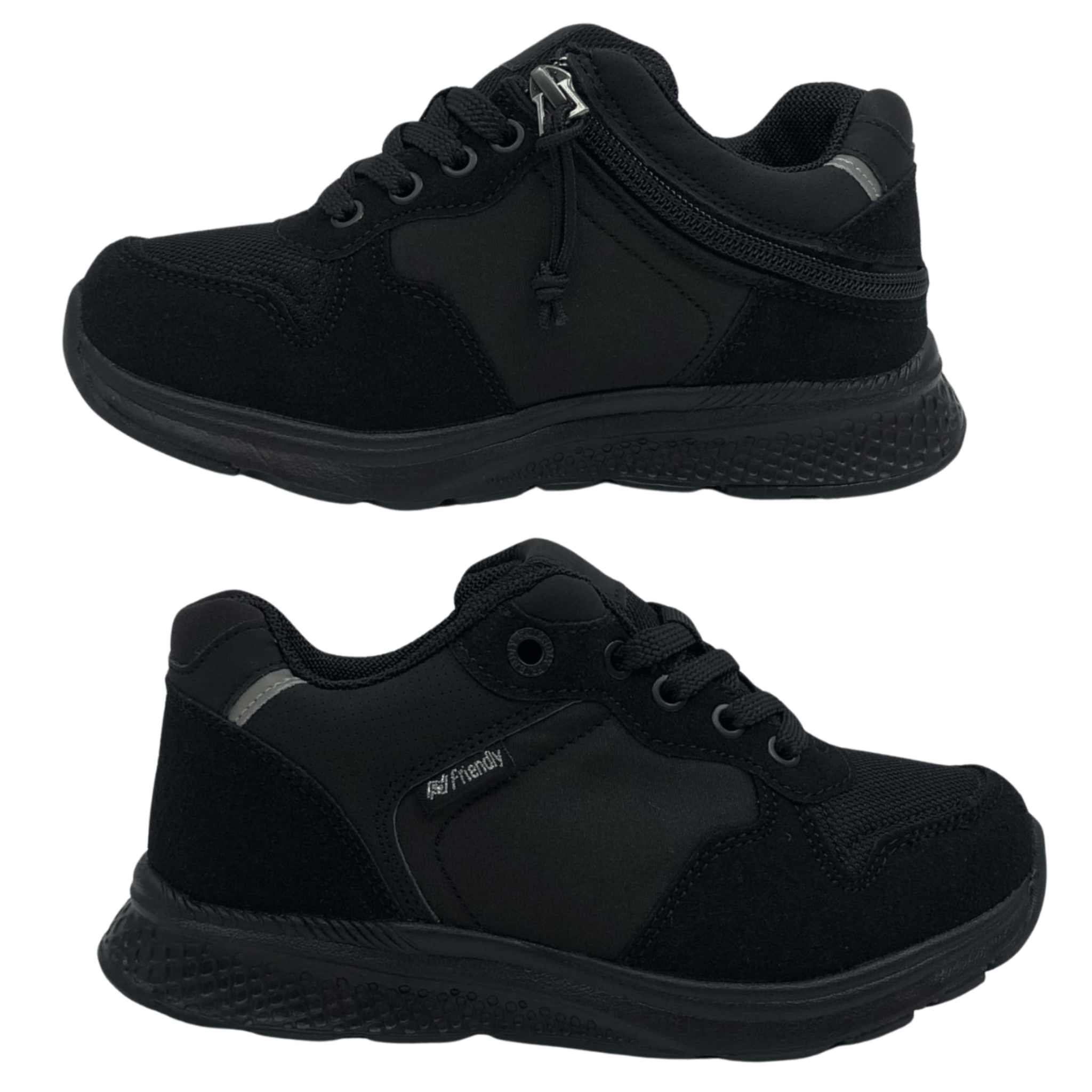 Friendly Shoes (Kids) - Excursion Wider Fit All Black