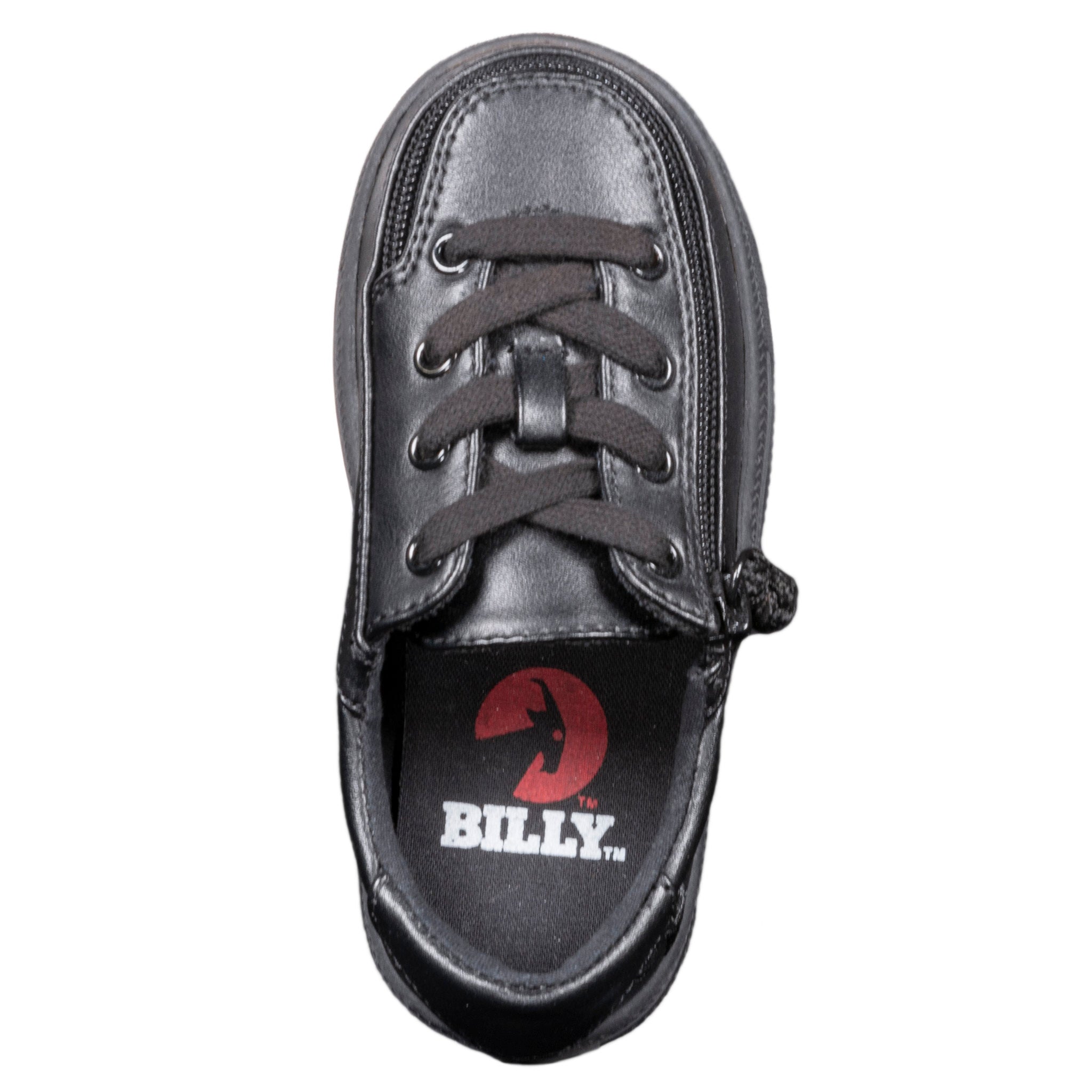 Billy Footwear (Toddlers)- Low Top Black Faux Leather Shoes CLEARANCE