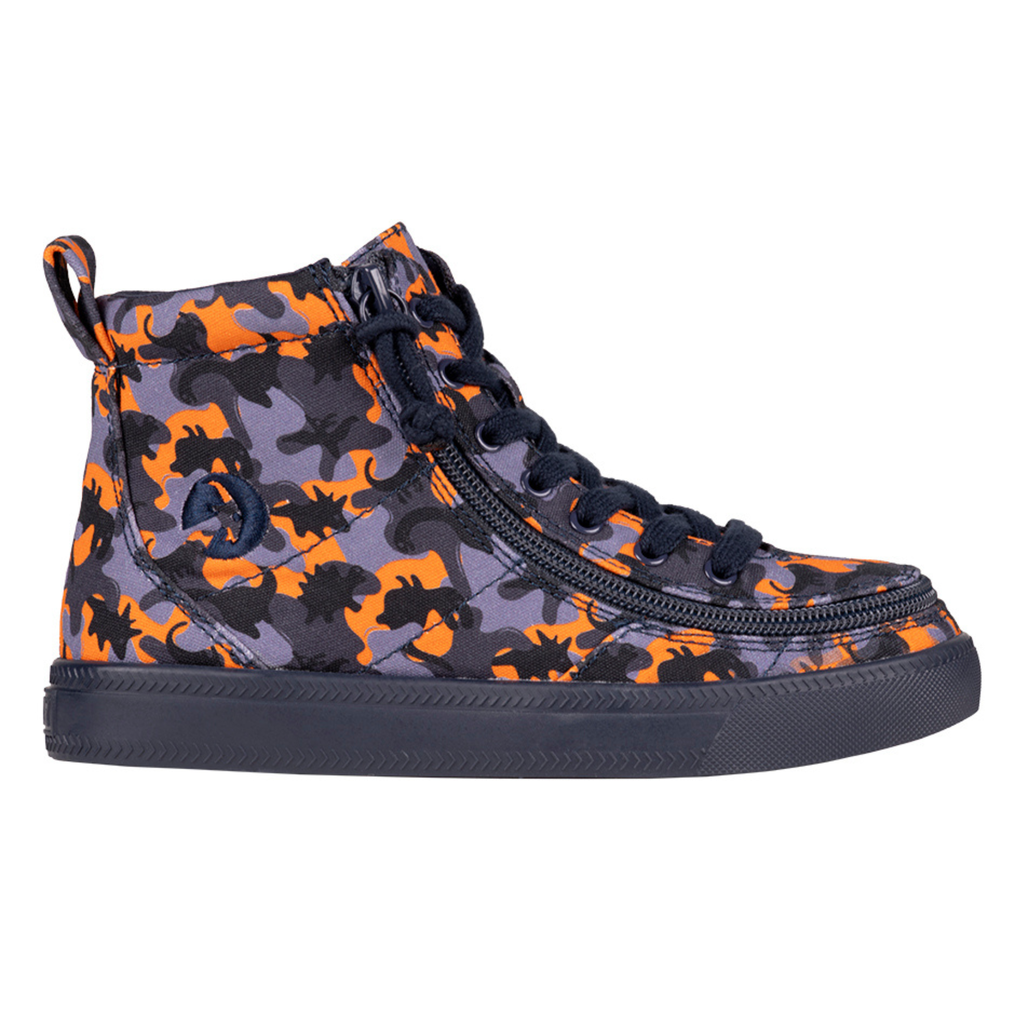 Billy Footwear (Kids) - High Top Orange Dino Canvas Shoes