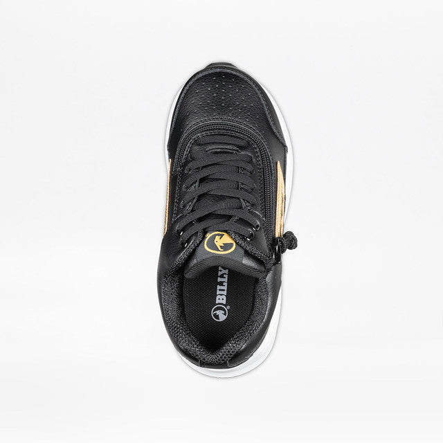 Billy Footwear (Kids) - Mid Top Goat Hoop Black/Gold Faux Leather Trainers