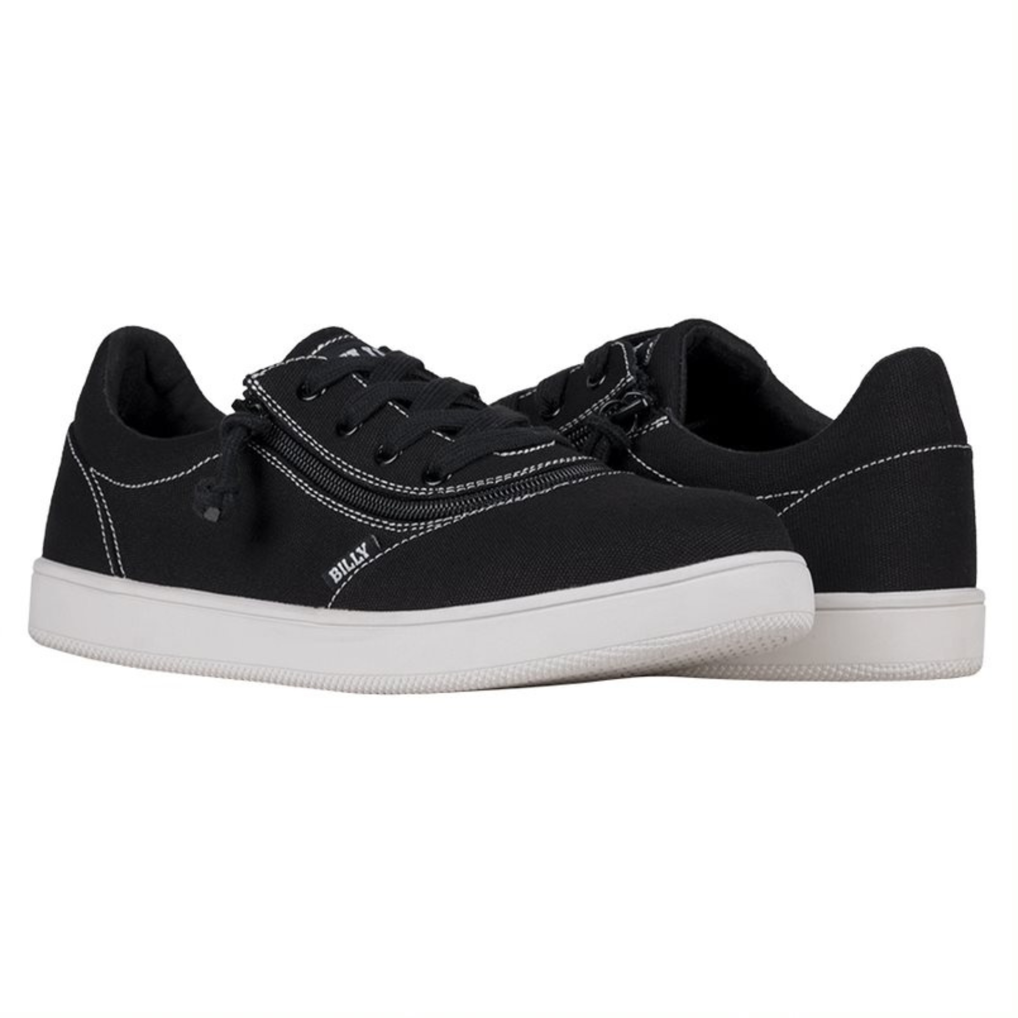 Billy Footwear (Mens) Short Wrap Low Top Canvas Black/White Stitch Shoes