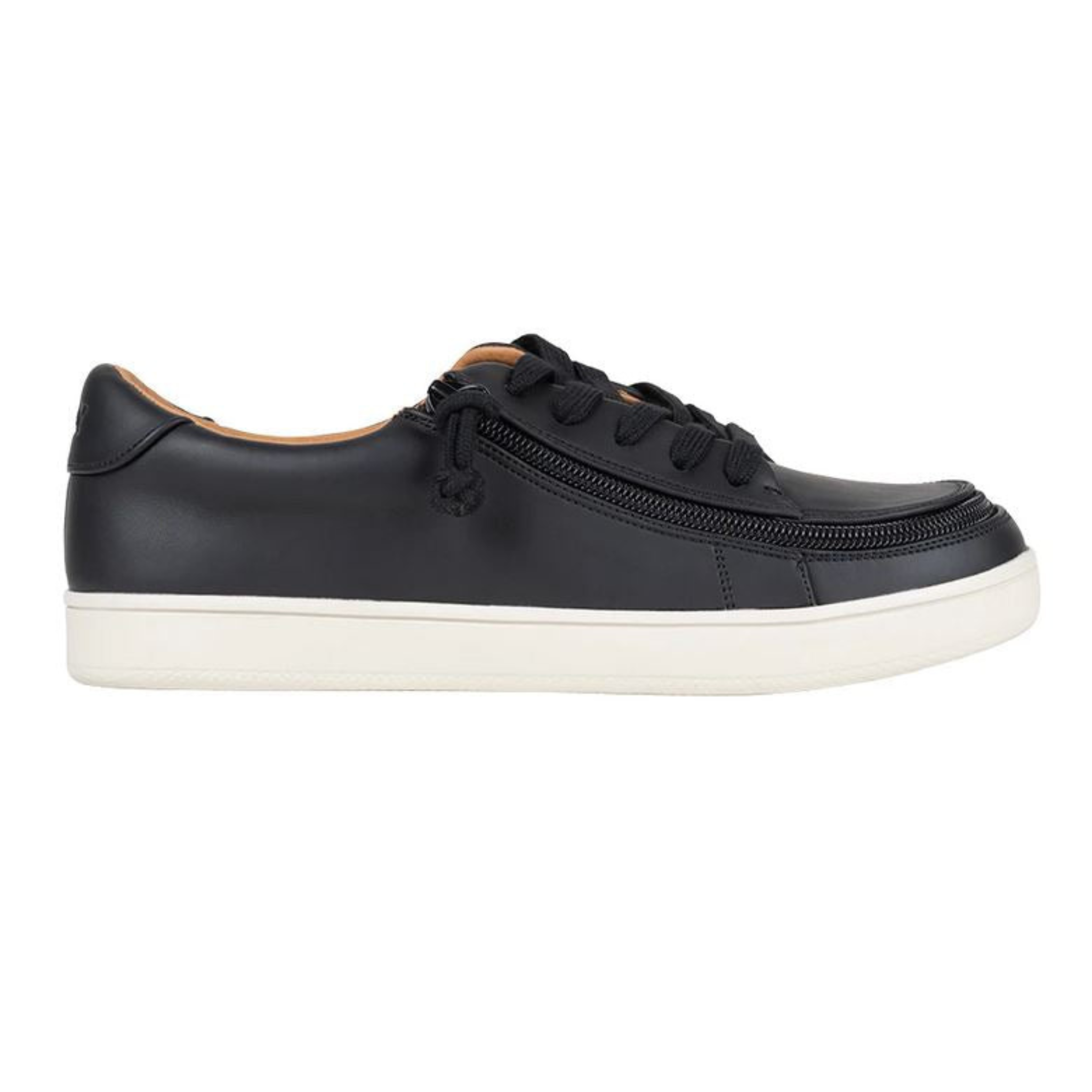 Billy Footwear (Womens) - Low Top Faux Leather Black/White Stitch Shoes