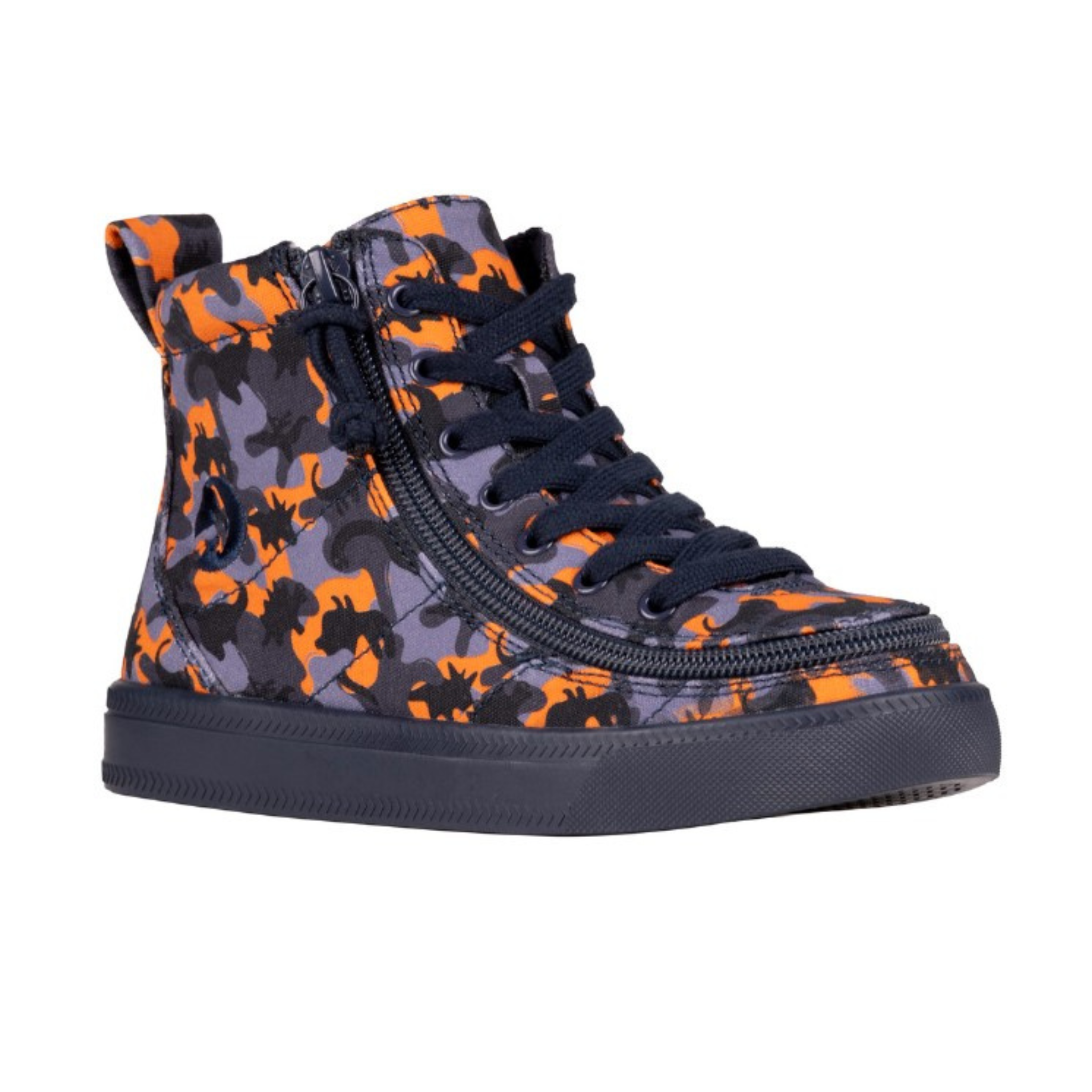 Billy Footwear (Kids) - High Top Orange Dino Canvas Shoes