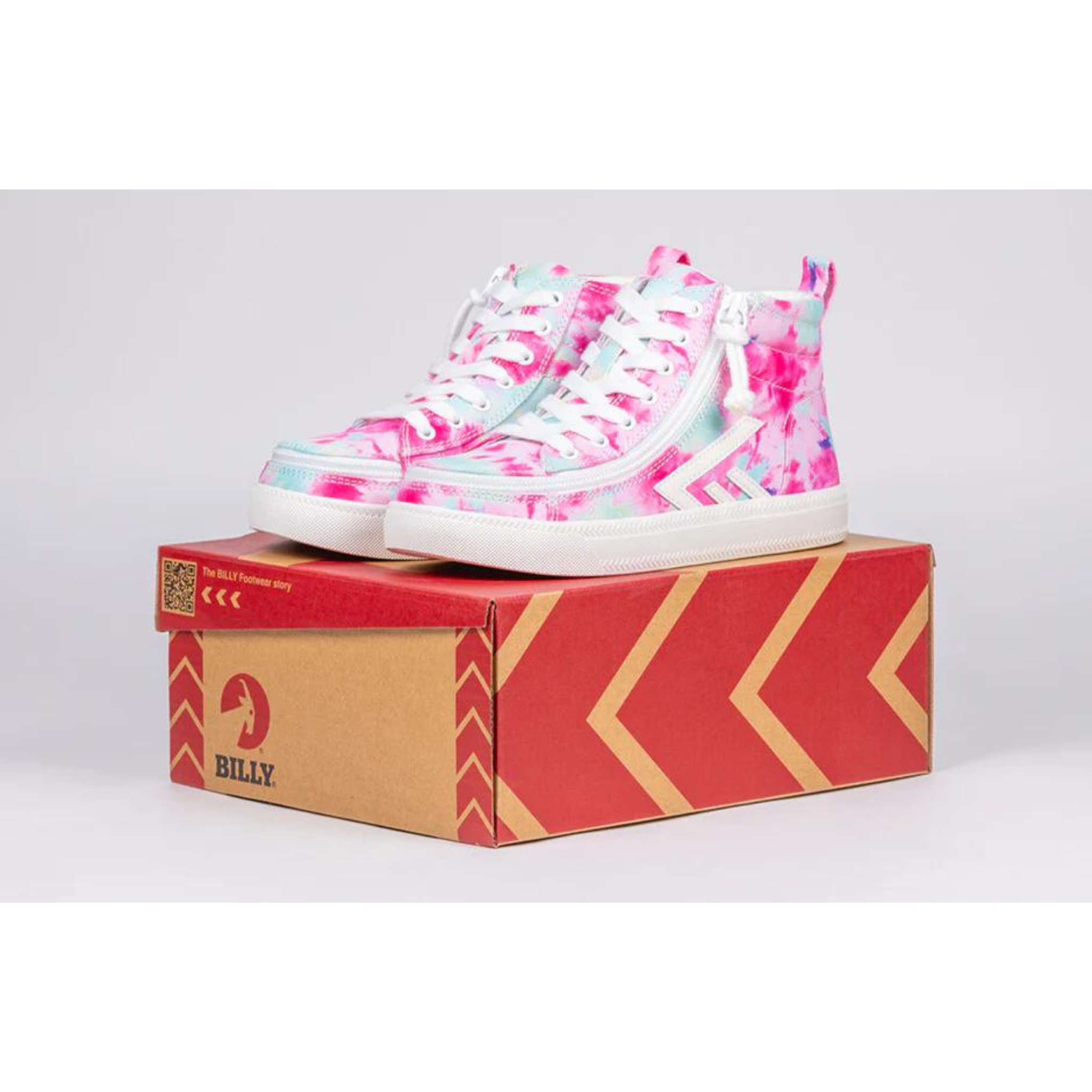 Billy Footwear (Kids)  - Pink Watercolour Core Skate Canvas Shoes