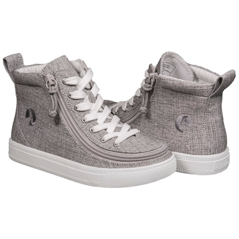 Billy Footwear (Kids) - High Top Linen Shoes Light Grey Jersey