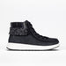 Women's Black BILLY Comfort Cuff high-top sneaker with wraparound zipper, functional laces, and fur collar detail, designed for easy accessibility and comfort.