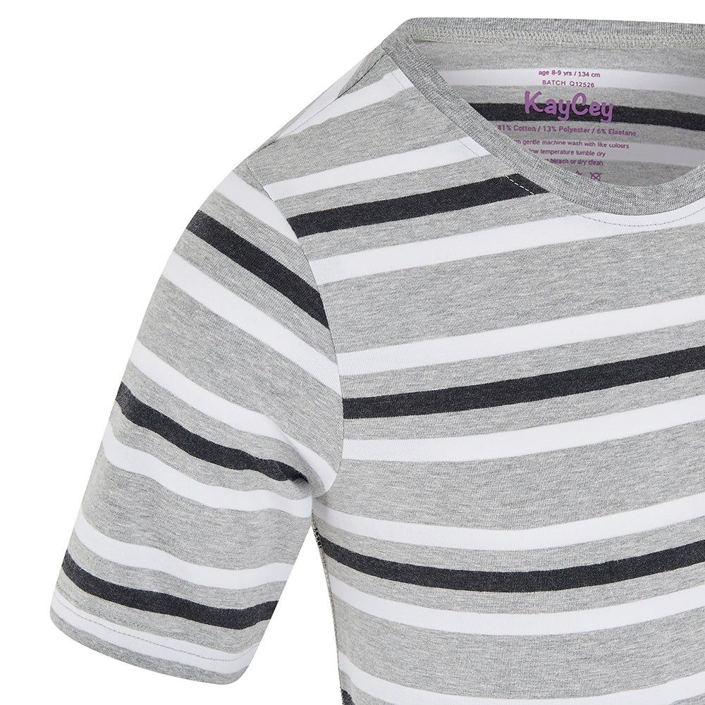 KayCey® Signature Stripes Short Sleeve Popper Bodysuit