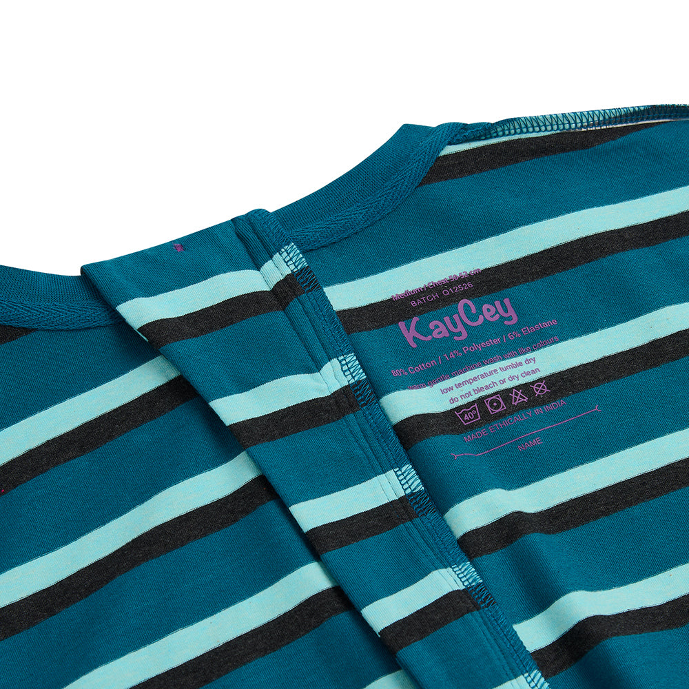 KayCey® Signature Stripes Long Sleeve Zip Back Jumpsuit