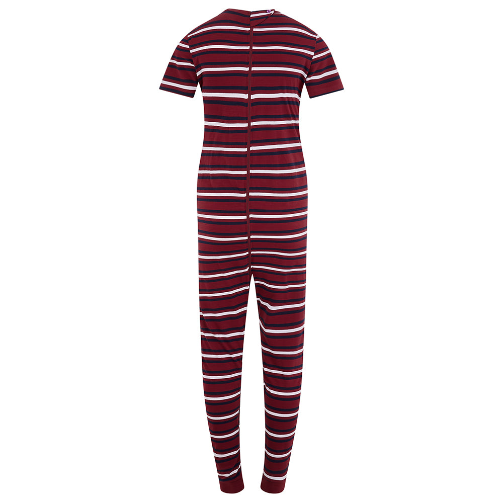 KayCey® Signature Stripes Short Sleeve Long Leg Zip Back Jumpsuit