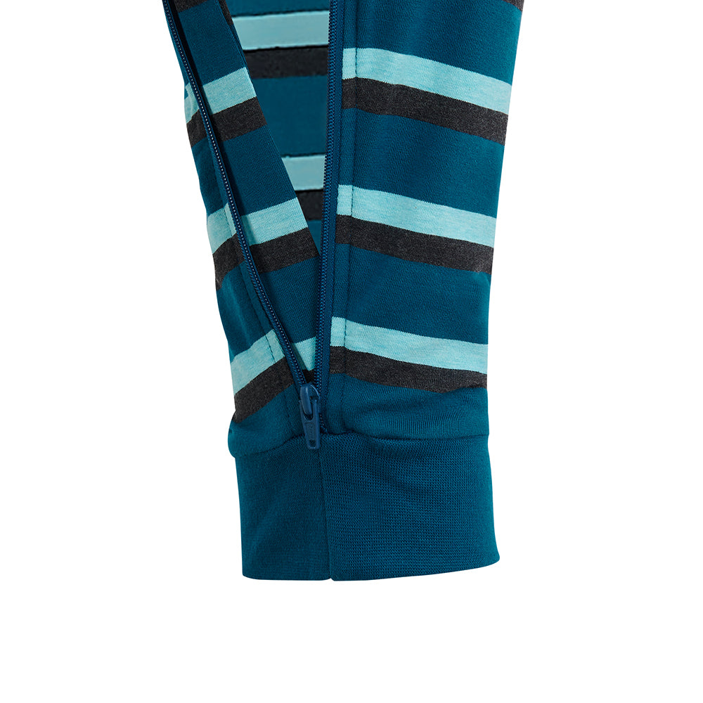 KayCey® Signature Stripes Short Sleeve Long Leg Zip Back Jumpsuit