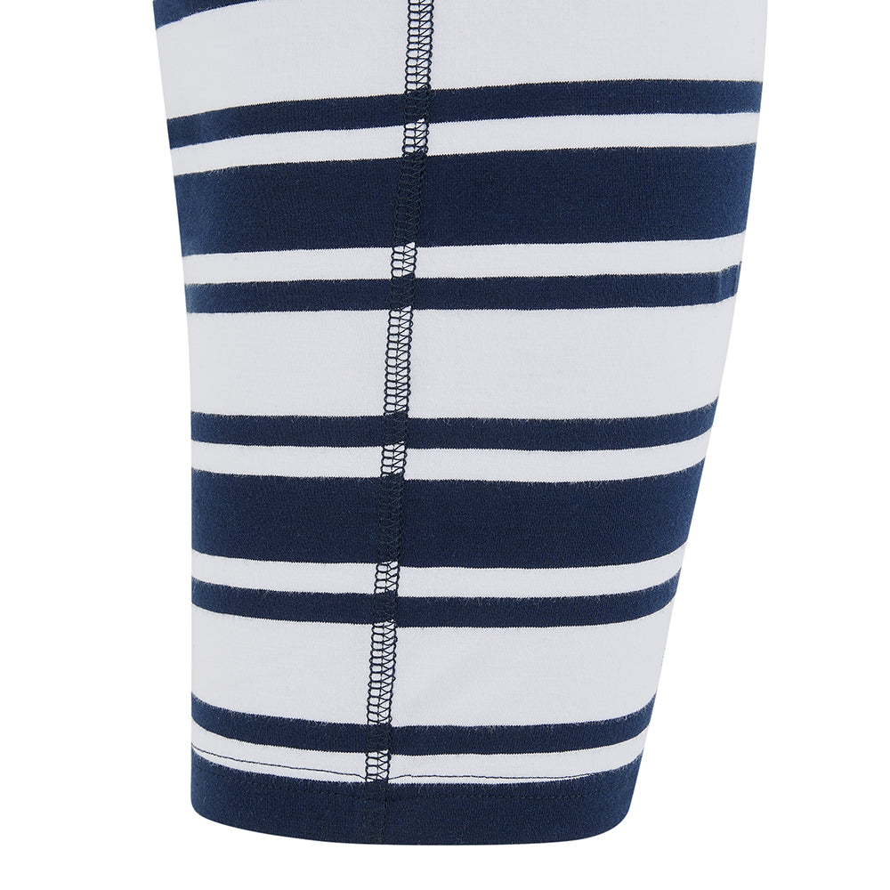 KayCey® Signature Stripes Short Sleeve Knee Length Zip Back Jumpsuit