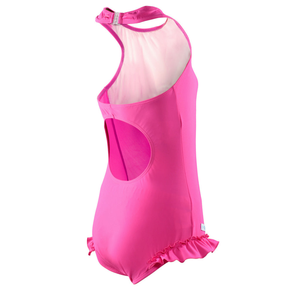 Kes-Vir - Girls Halterneck Swimsuit - Eco Friendly / Pretty Pink - CLEARANCE