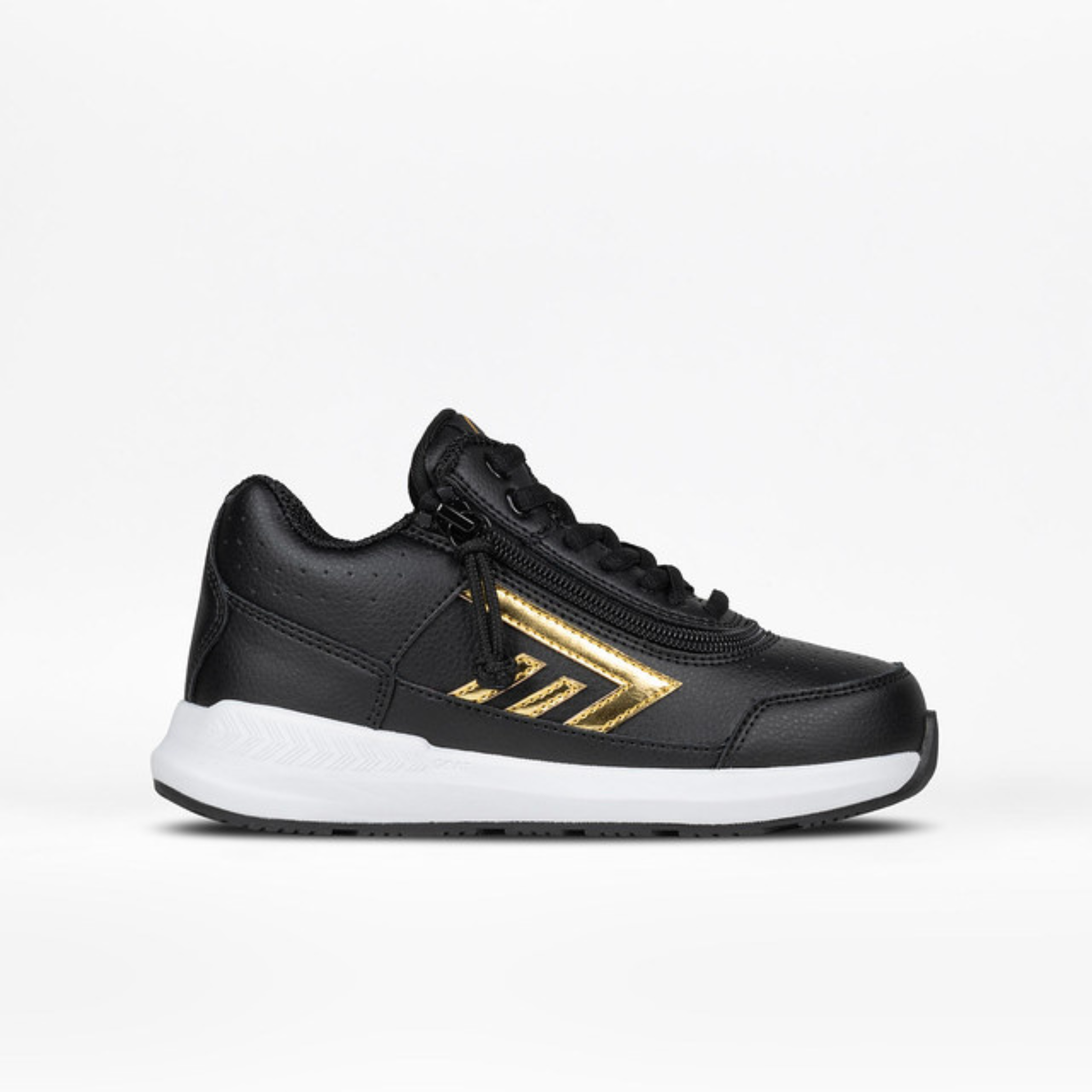 Billy Footwear (Kids) - Mid Top Goat Hoop Black/Gold Faux Leather Trainers