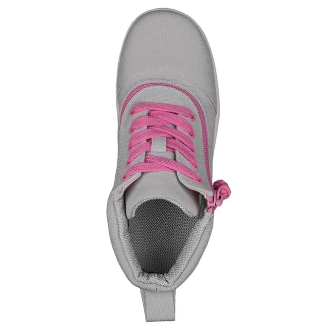 Billy Footwear (Toddlers) DR Fit - Short Wrap High Top Grey Pink Canvas Shoes