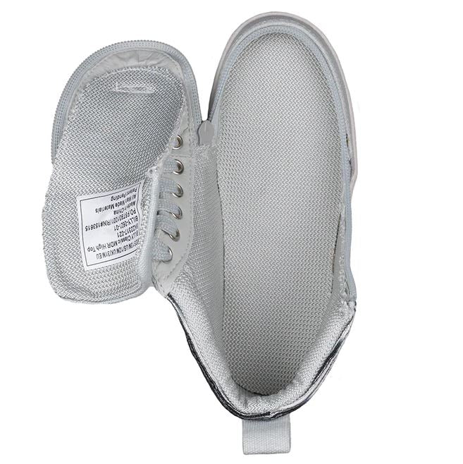 Billy Footwear (Toddlers) DR Fit - High Top Silver Streak Canvas Shoes
