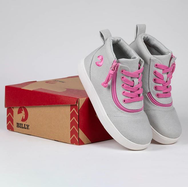 Billy Footwear (Toddlers) DR Fit - Short Wrap High Top DR Grey Pink Canvas Shoes