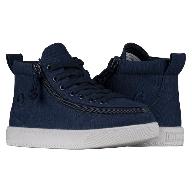 Billy Footwear (Kids) DR fit - High Top DR Navy Canvas Shoes