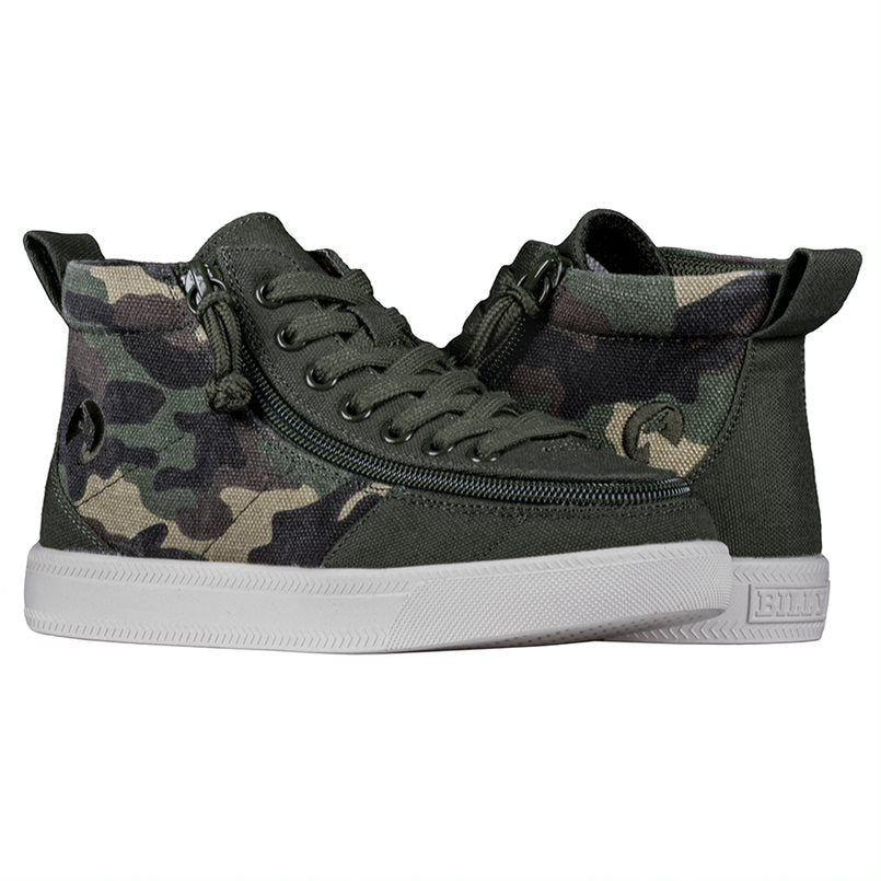 Billy Footwear (Kids) DR Fit - High Top Olive Camo Canvas Shoes