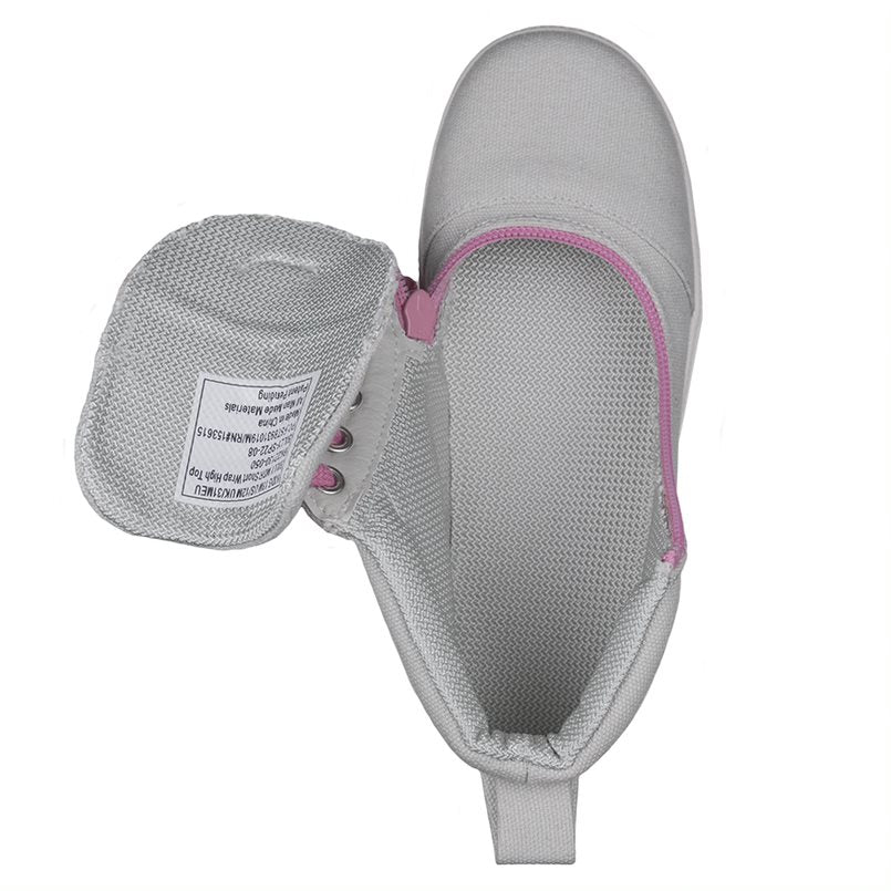 Billy Footwear (Kids) DR Fit - Short Wrap High Top Grey Pink Canvas Shoes