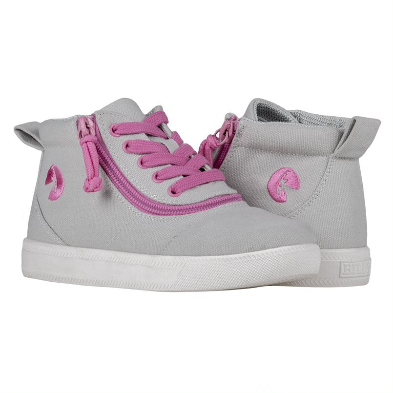 Billy Footwear (Kids) Short Wrap - High Top Grey Pink Canvas Shoes