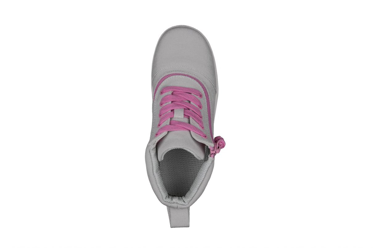 Billy Footwear (Kids) DR Fit - Short Wrap High Top Grey Pink Canvas Shoes