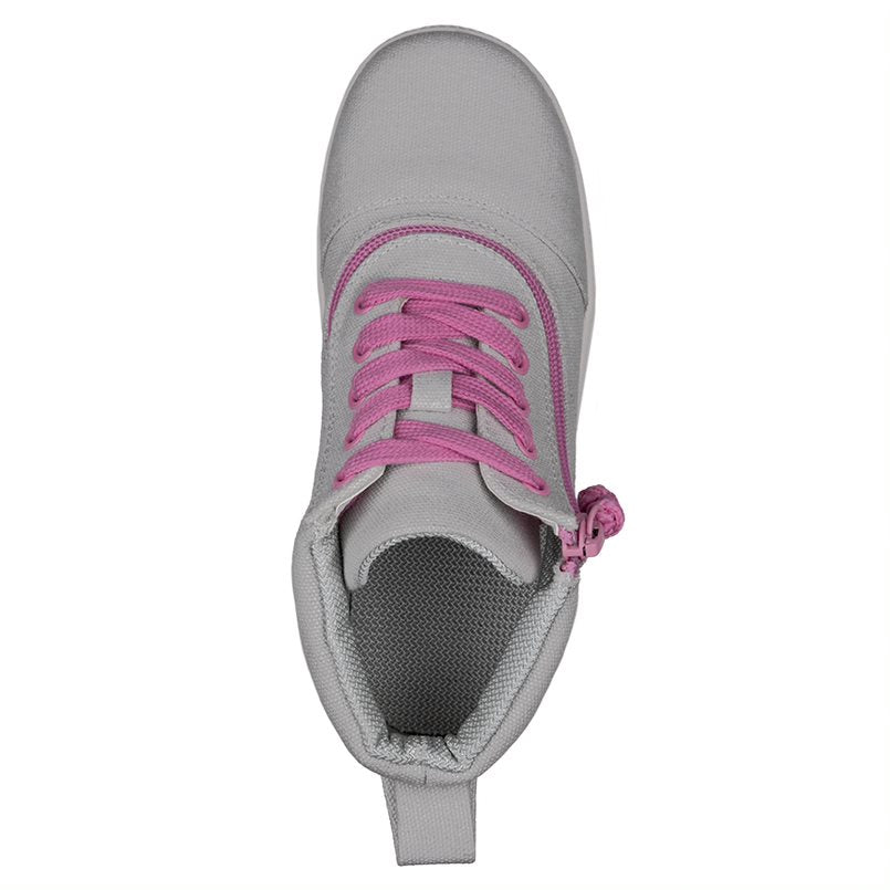 Billy Footwear (Kids) DR Fit - Short Wrap High Top DR Grey Pink Canvas Shoes