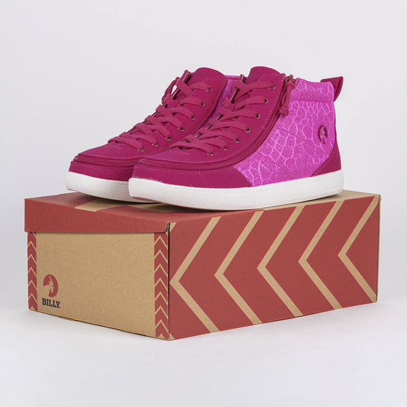 Billy Footwear (Kids) DR Fit - High Top DR Pink Print Cells Canvas Shoes