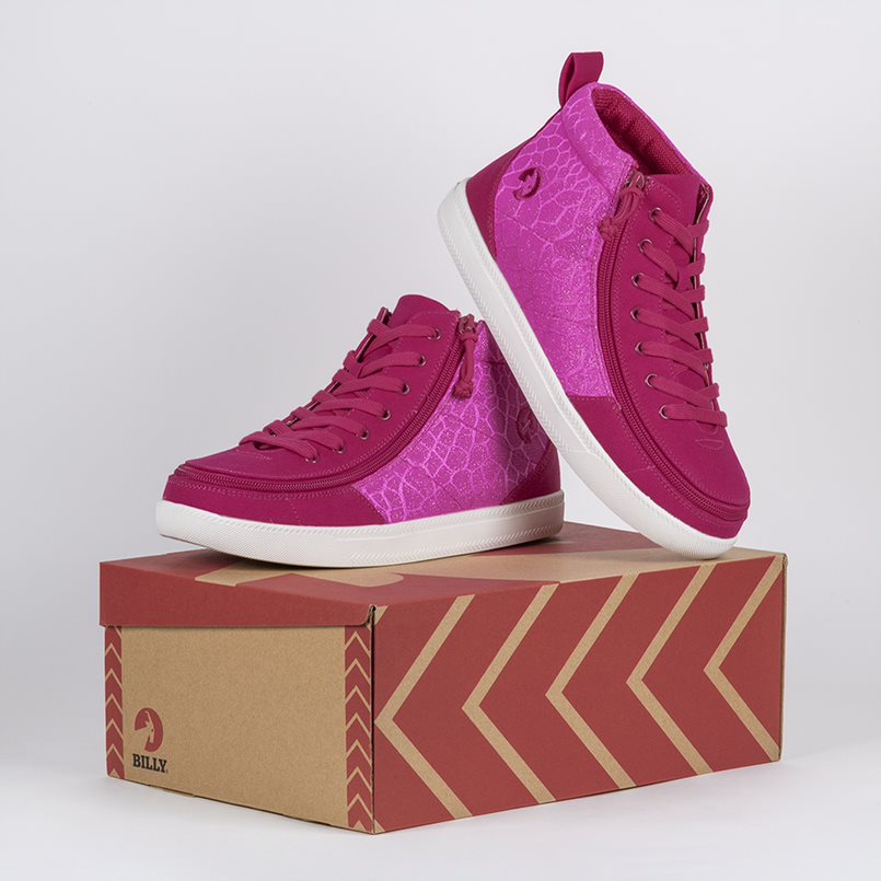Billy Footwear (Kids) DR Fit - High Top DR Pink Print Cells Canvas Shoes