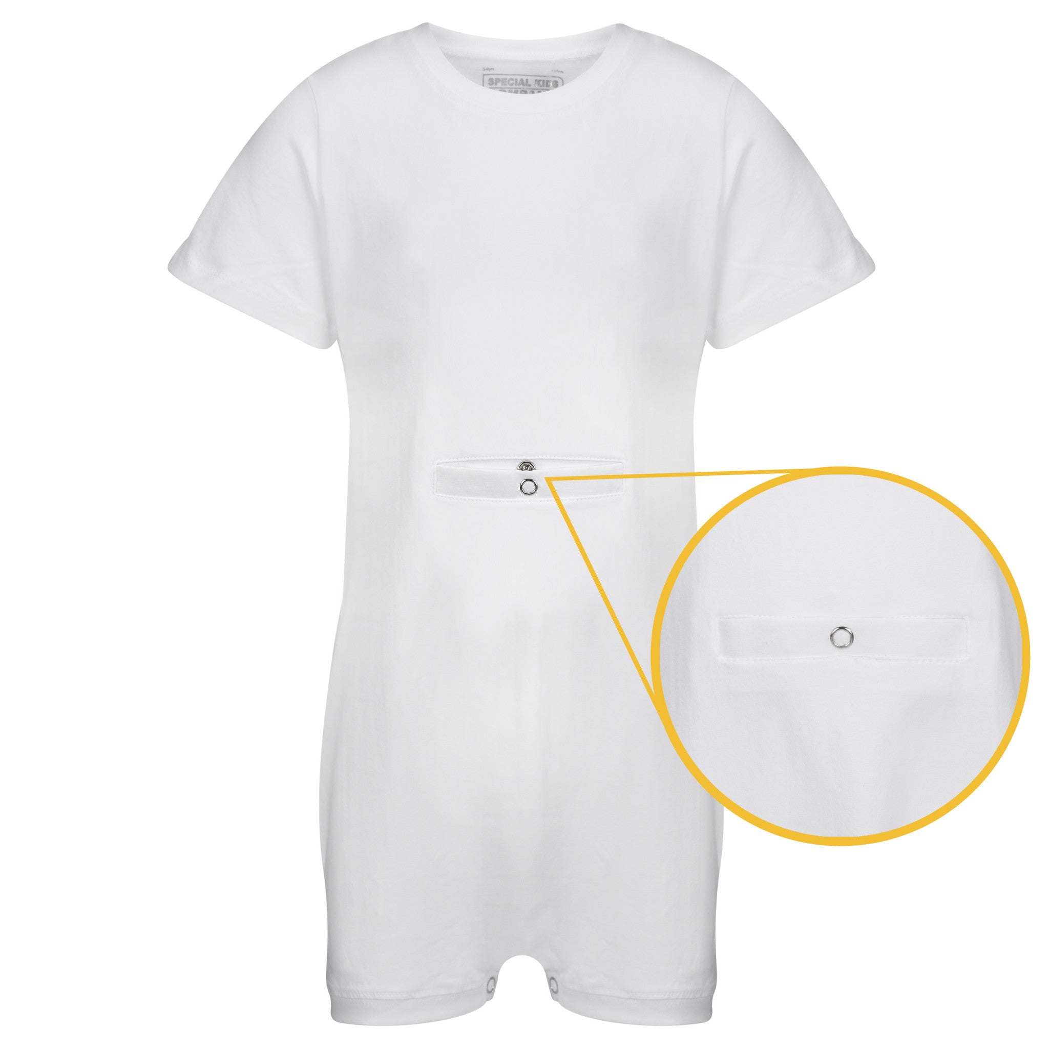 Solid White Adjustable Bodysuit Short-Sleeve