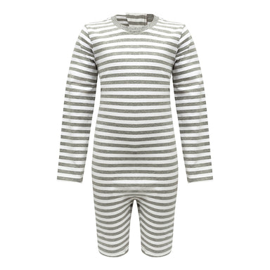 KayCey_long_sleeve_jumpsuit_for_special_needs_kids_and_older_children_zip_back_grey_white_stripe_front